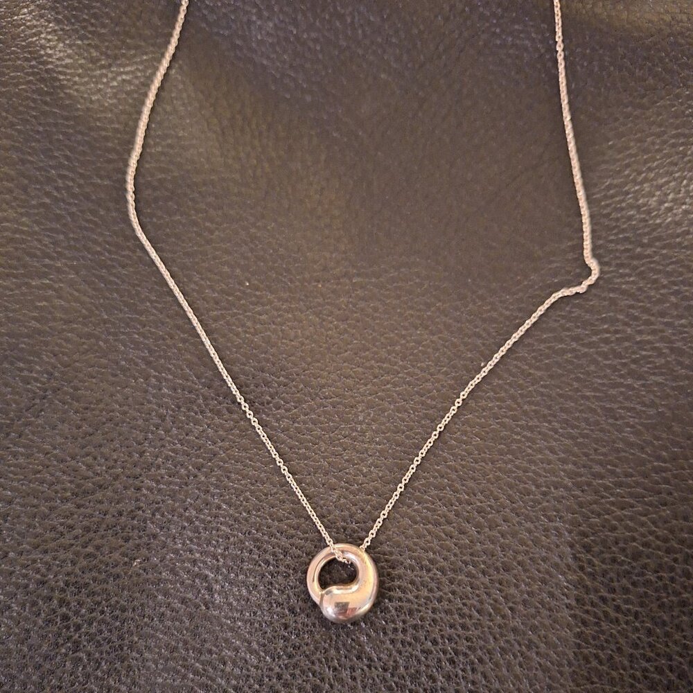Tiffany & Co Silver Elsa Peretti Eternal Circle Pendant with Necklace